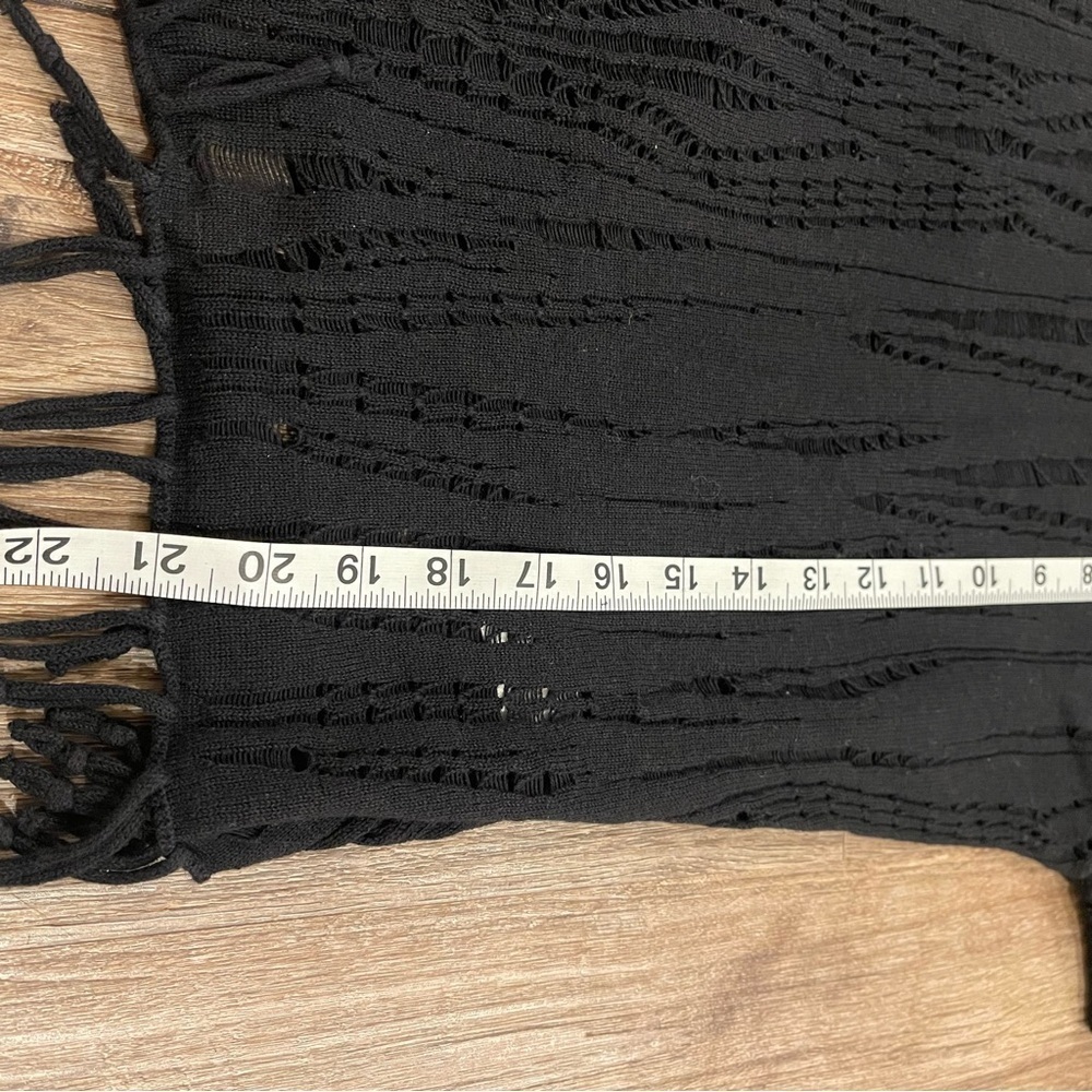 Valerie Stevens Blouse Women’s Med Black Fringe Boho Grunge Goth Dark Feminine - Picture 9 of 10